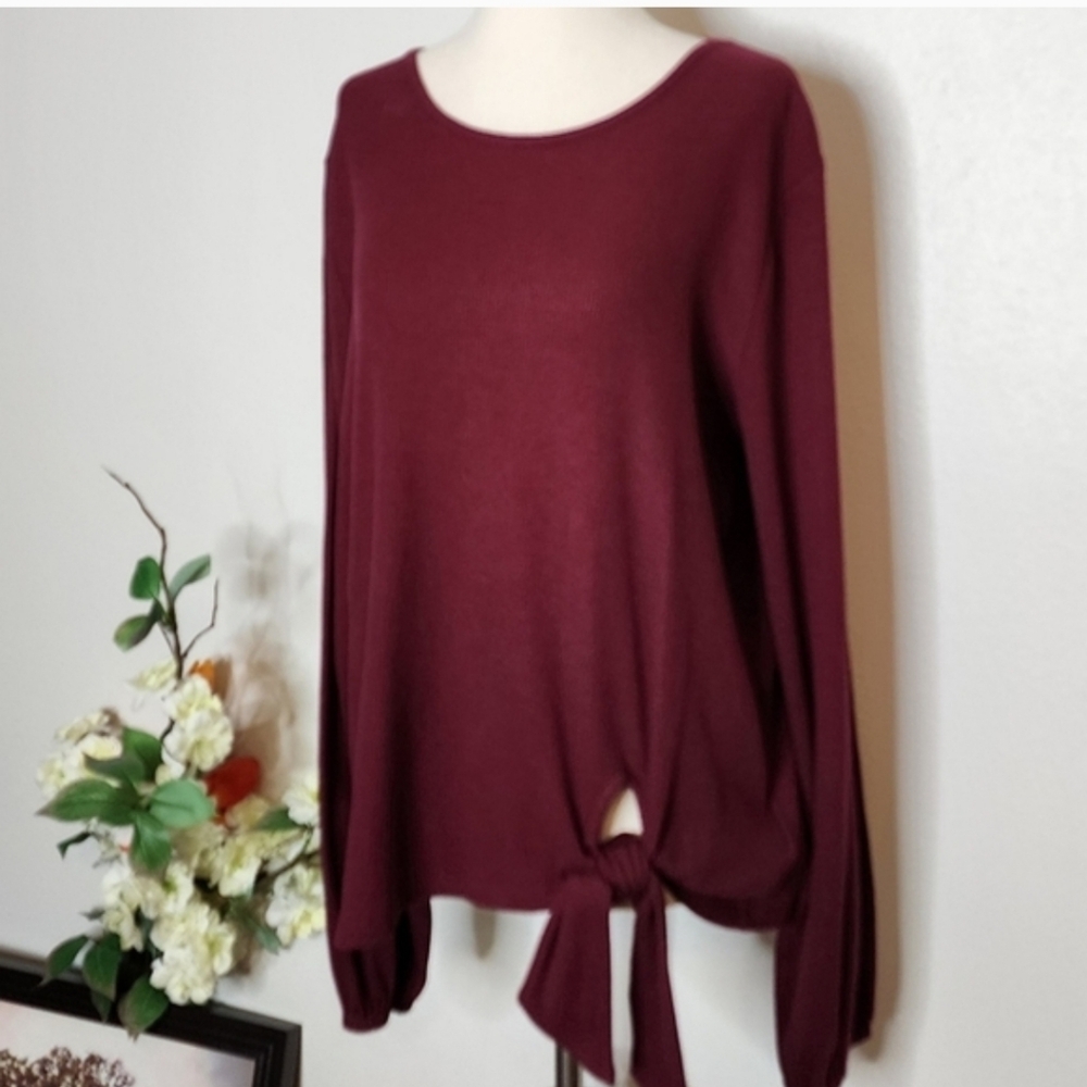Michael Michael Kors Mini Waffle Top Hip Tie Knot Accent Blouse Designer - Picture 12 of 12